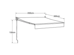Toldo Saule 3,5 3M - Tecido Cinzento E Estrutura Cinzenta