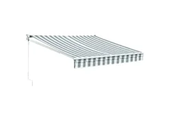 Toldo Saule 2,95 2,5M - Tecido Listrado Branco/Cinzento E Estrutura Branca