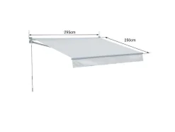 Toldo Saule 2,95 2,5M - Tecido Listrado Branco/Cinzento E Estrutura Branca