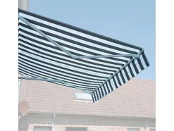 Toldo Saule 2,95 2,5M - Tecido Listrado Branco/Cinzento E Estrutura Branca