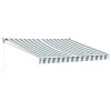 Toldo Saule 3,5 3M - Tecido Riscado Branco/Cinzento E Estrutura Branca