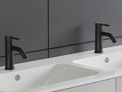 Torneira Misturadora Mecanica Arredondada Em Inox Escovado Preto Mate A17 Cm - Salavan