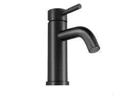 Torneira Misturadora Mecanica Arredondada Em Inox Escovado Preto Mate A17 Cm - Salavan