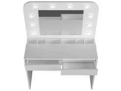 Toucador Com Espelho, Leds E Espacos De Arrumação Cor Branco - Josephine