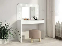 Toucador Com Espelho, Leds E Espacos De Arrumação Cor Branco - Josephine