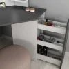 Toucador De Canto - Espelho Com Leds E Arrumação - Branco E Cinza - Charlene