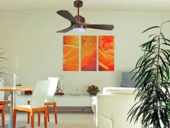 Ventilador De Tecto Reversivel Termostato Regulavel Termostato Wifi Motor Dc Tectos Inclinados Controlo Remoto Luz De Tres Tons Memória Hipersilenciosa