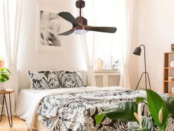 Ventilador De Tecto Reversivel Termostato Regulavel Termostato Wifi Motor Dc Tectos Inclinados Controlo Remoto Luz De Tres Tons Memória Hipersilenciosa