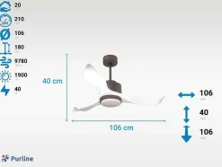 Ventilador De Tecto Reversivel Termostato Regulavel Termostato Regulavel Wifi Motor Dc Tectos Inclinados 2/3 Laminas Memória Hypersilence
