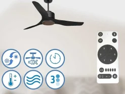 Ventilador De Tecto Reversivel Termostato Regulavel Termostato Wifi Motor Dc Tectos Inclinados Controlo Remoto Adaptador De Luz De Tres Tons 2/3 Laminas Memória Hipersilenciosa