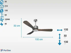 Ventilador De Tecto Reversivel Termostato Regulavel Termostato Wifi Motor Dc Tectos Inclinados Controlo Remoto Luz De Tres Tons Memória Hipersilenciosa