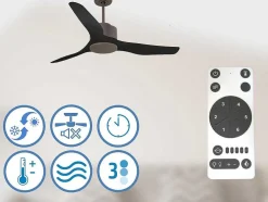 Ventilador De Tecto Reversivel Termostato Regulavel Termostato Wifi Motor Dc Tectos Inclinados Controlo Remoto Adaptador De Luz De Tres Tons 2/3 Laminas Memória Hipersilenciosa
