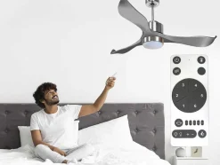 Ventilador De Tecto Reversivel Termostato Reversivel Termostato Regulavel Wifi Motor Dc Tectos Inclinados Controlo Remoto Memória Luminosa De Tres Tons