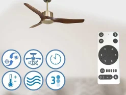 Ventilador De Tecto Reversivel Termostato Regulavel Termostato Wifi Motor Dc Tectos Inclinados Controlo Remoto Adaptador De Luz De Tres Tons 2/3 Laminas Memória Hipersilenciosa