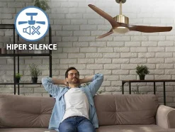 Ventilador De Tecto Reversivel Termostato Regulavel Termostato Wifi Motor Dc Tectos Inclinados Controlo Remoto Adaptador De Luz De Tres Tons 2/3 Laminas Memória Hipersilenciosa