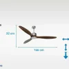 Ventilador De Tecto Reversivel Termostato Regulavel Termostato Wifi Motor Dc Tectos Inclinados Controlo Remoto Luz De Tres Tons Memória Hipersilenciosa