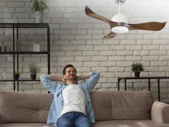 Ventilador De Tecto Reversivel Termostato Reversivel Regulavel Wifi Motor Dc Laminas De Tecto Inclinadas Memória Hypersilence