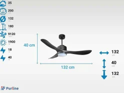 Ventilador De Tecto Reversivel Termostato Regulavel Termostato Wifi Motor Dc Tectos Inclinados Controlo Remoto Luz De Tres Tons Memória Hipersilenciosa