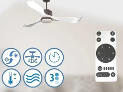 Ventilador De Tecto Wifi Motor Dc Controlo Remoto Adaptador De Luz De Tres Tons 2/3 Laminas Hypersilence Memória