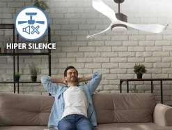 Ventilador De Tecto Wifi Motor Dc Controlo Remoto Adaptador De Luz De Tres Tons 2/3 Laminas Hypersilence Memória