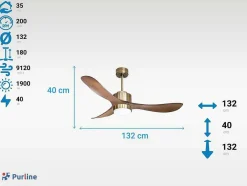 Ventilador De Tecto Wifi Motor Dc Controlo Remoto Luz De Tres Tons Hipersilencio Memória