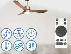 Ventilador De Tecto Wifi Motor Dc Controlo Remoto Luz De Tres Tons Hipersilencio Memória