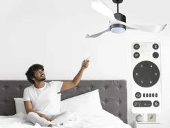 Ventilador De Tecto Wifi Motor Dc Controlo Remoto Adaptador De Luz De Tres Tons 2/3 Laminas Hypersilence Memória