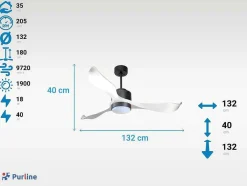 Ventilador De Tecto Wifi Motor Dc Controlo Remoto Adaptador De Luz De Tres Tons 2/3 Laminas Hypersilence Memória