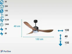 Ventilador De Tecto Wifi Motor Dc Controlo Remoto Luz De Tres Tons Hipersilencio Memória