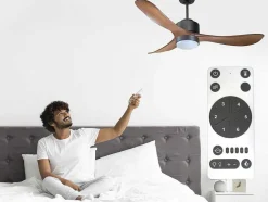Ventilador De Tecto Wifi Motor Dc Controlo Remoto Luz De Tres Tons Hipersilencio Memória