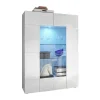 Vitrina Com Leds E 2 Portas Em Vidro Lacada A Branco - Calisto