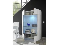 Vitrina Com Leds E 2 Portas Em Vidro Lacada A Branco - Calisto