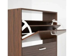 Wehome - Sapateira Com 3 Portas 63X115 Cm Em Madeira Zebrano